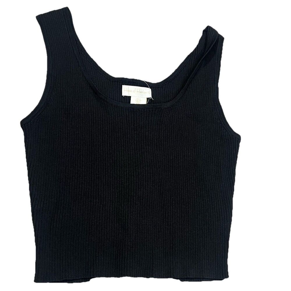 House of Harlow Revolve Women Knit Ribbed Crop‎ Top Scoop Neck Black NWT Small